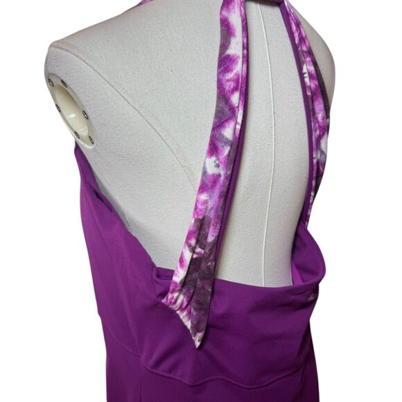 Athleta Purple Halter Back Dress Size L | Active Travel Summer Dress with Pocket - Picture 5 of 10